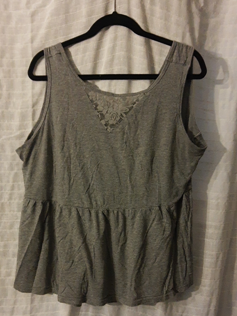 torrid Gray Lace-Trim Peplum Tank